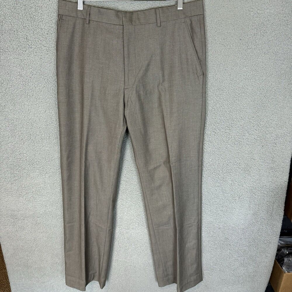 Banana Republic Pants Mens 35x34 Brown Dress Slacks Flat Front Polyester Blend